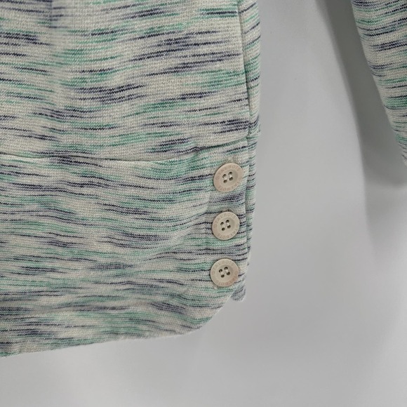 Talbots Cream Green Space Dye Metallic Side Button Pullover Sweatshirt Size XL - Picture 4 of 11